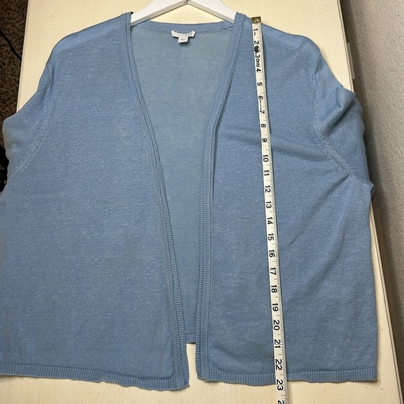 J. Jill Linen Cotton Blend Blue Flyaway Long Sleeve Cardigan Sweater Size Large - Picture 11 of 13